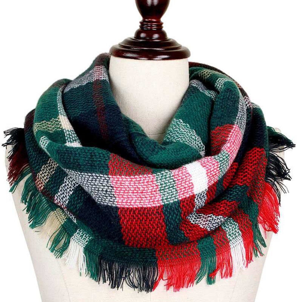 Green Plaid Infinity Scarf